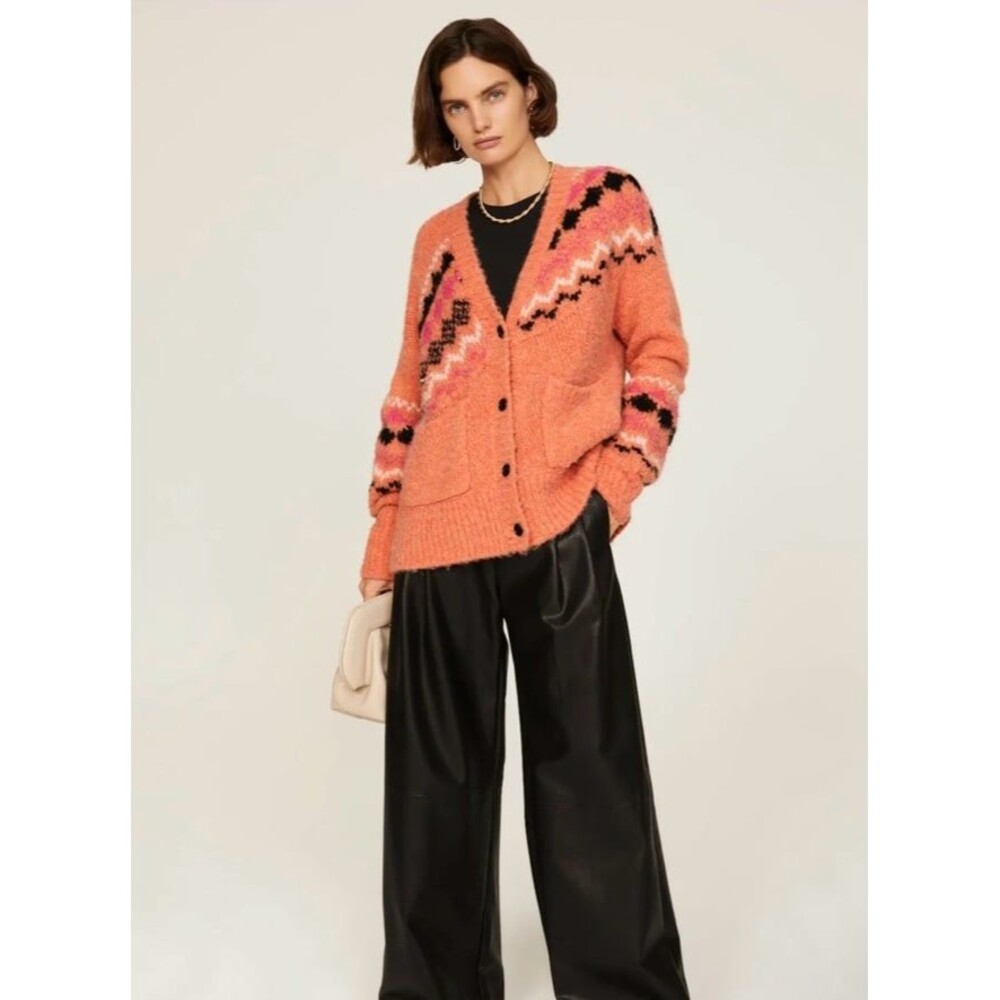Derek Lam 10 Crosby Small oversized Pink Knit long sleeve cardigan nordic rtr